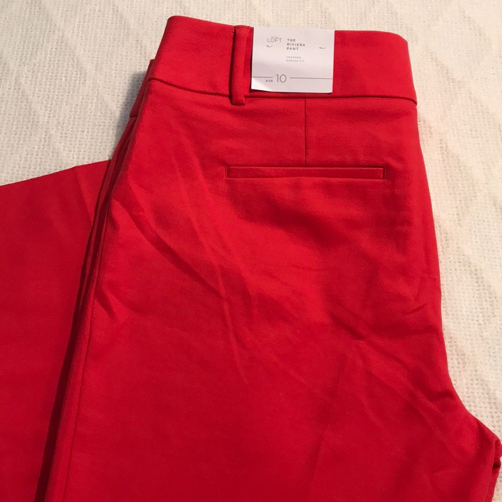 NWT! LOFT Red Riviera Marisa Fit Cropped Pants
